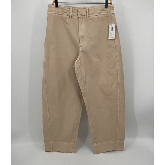 APiece Apart Mari Barrel Pant Size 12 Sand Cotton Relaxed Fit High Waist - Picture 1 of 11
